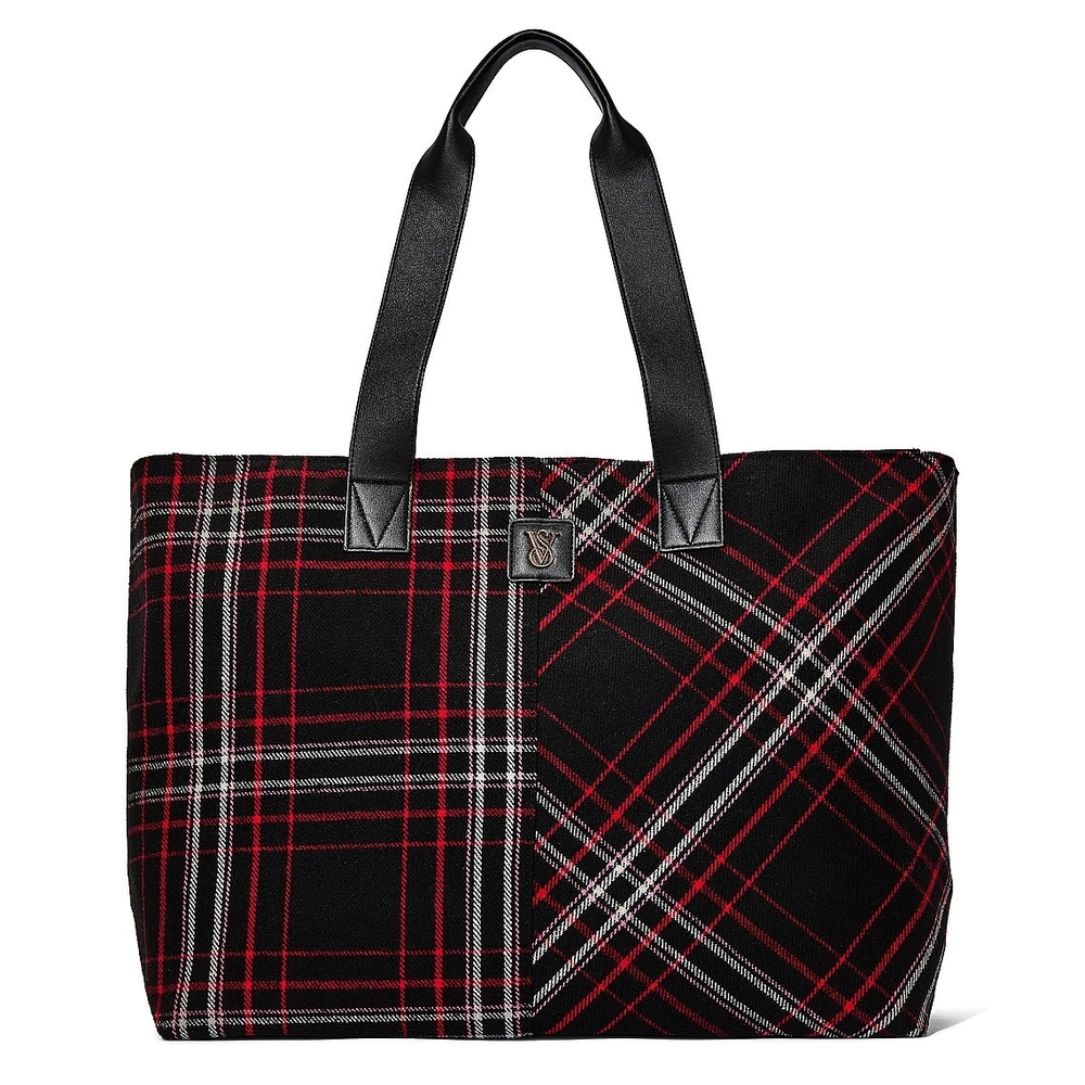 Victoria's Secret Black and Red Plaid Tote